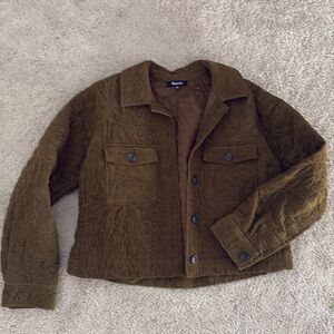 MadeWell Medium, Brown Green, Quilted Corduroy Jacket Button Up